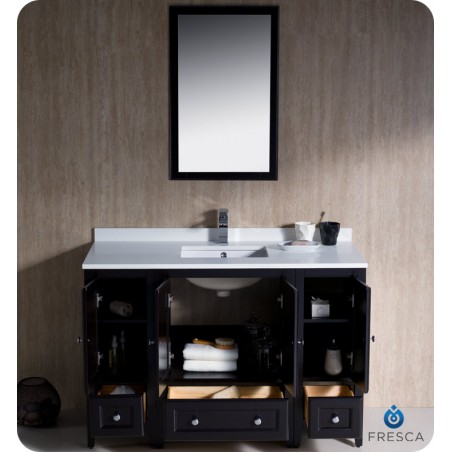 Fresca Oxford 48" Espresso Traditional Bathroom Vanity w/ 2 Side Cabinets