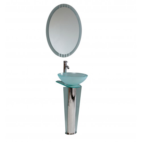 Fresca Vitale Modern Glass Bathroom Vanity w/ Mirror