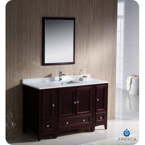 Fresca Oxford 54" Mahogany Traditional Bathroom Vanity w/ 2 Side Cabinets