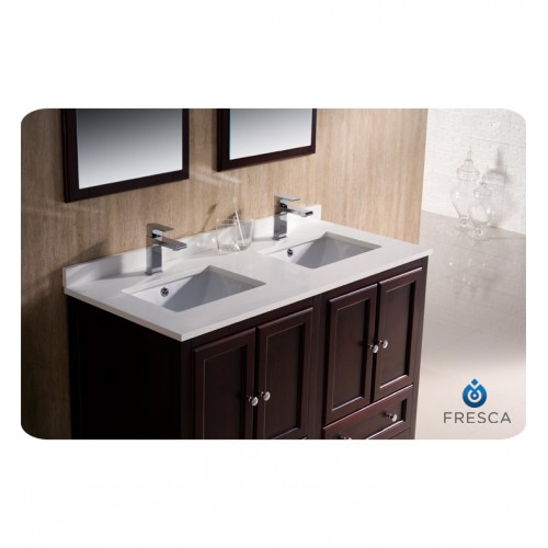 Fresca Oxford 48" Mahogany Traditional Double Sink Bathroom Vanity