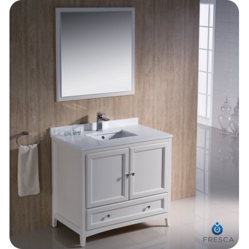 Fresca Oxford 36" Antique White Traditional Bathroom Vanity