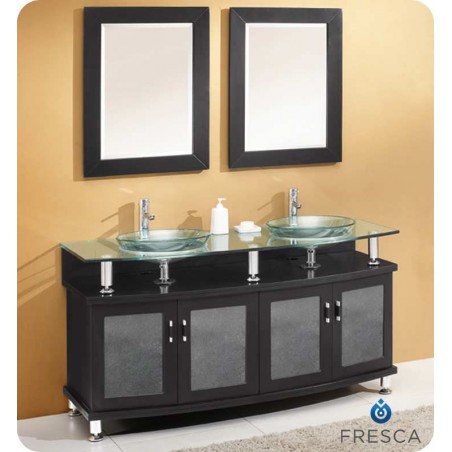 Fresca Contento 60" Espresso Double Sink Modern Bathroom Vanity w/ Mirrors