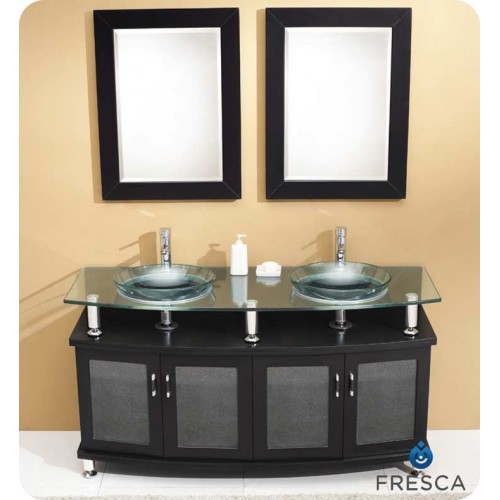 Fresca Contento 60" Espresso Double Sink Modern Bathroom Vanity w/ Mirrors