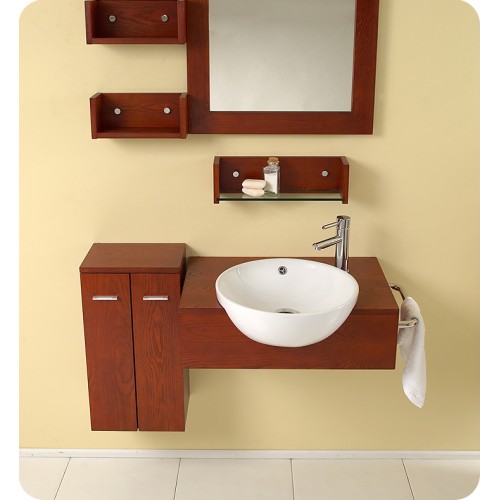 Fresca Stile Modern Bathroom Vanity w/ Mirror & Side Cabinet
