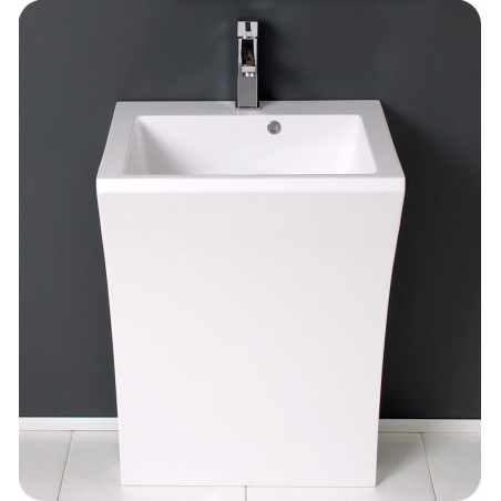 Fresca Quadro White Pedestal Sink w/ Medicine Cabinet - Modern Bathroom Vanity