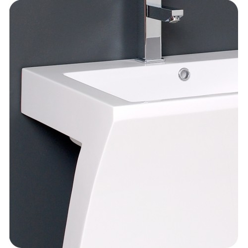 Fresca Quadro White Pedestal Sink w/ Medicine Cabinet - Modern Bathroom Vanity