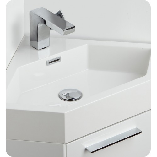 Fresca Coda 14" White Modern Corner Bathroom Vanity