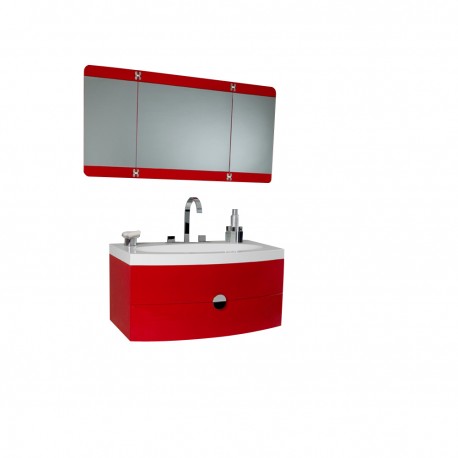 Fresca Energia Red Modern Bathroom Vanity w/ Three Panel Folding Mirror