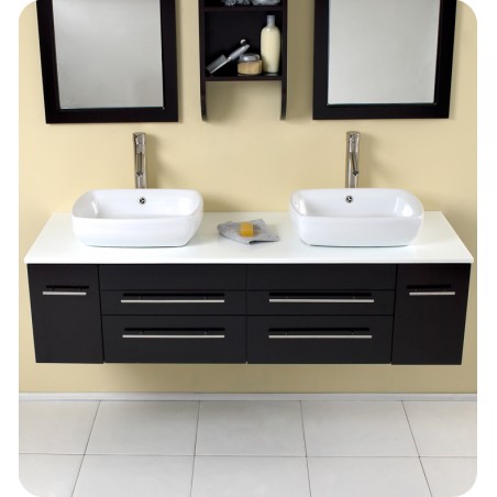 Fresca Bellezza Espresso Modern Double Vessel Sink Bathroom Vanity