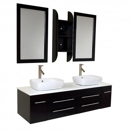 Fresca Bellezza Espresso Modern Double Vessel Sink Bathroom Vanity