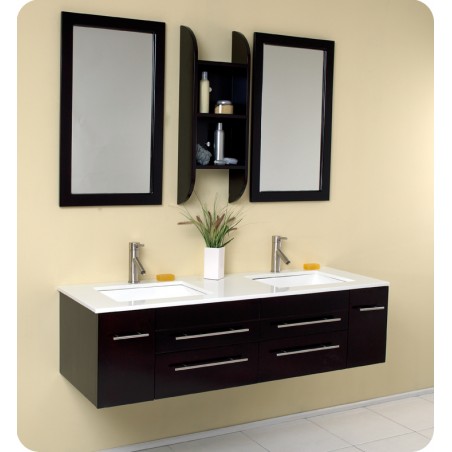 Fresca Bellezza Espresso Modern Double Sink Bathroom Vanity