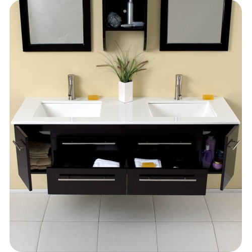 Fresca Bellezza Espresso Modern Double Sink Bathroom Vanity