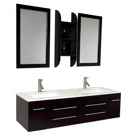 Fresca Bellezza Espresso Modern Double Sink Bathroom Vanity