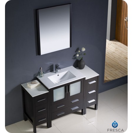 Fresca Torino 54" Espresso Modern Bathroom Vanity w/ 2 Side Cabinets & Integrated Sink