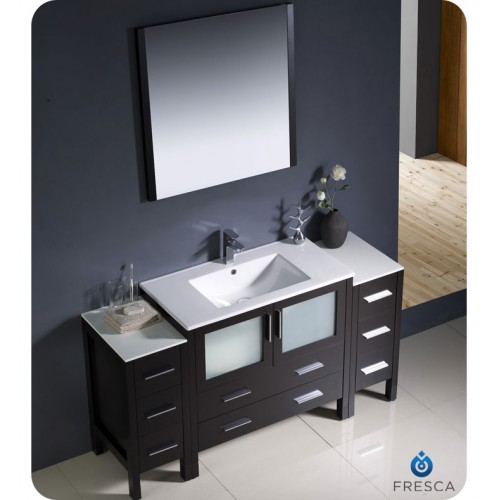 Fresca Torino 60" Espresso Modern Bathroom Vanity w/ 2 Side Cabinets & Integrated Sink