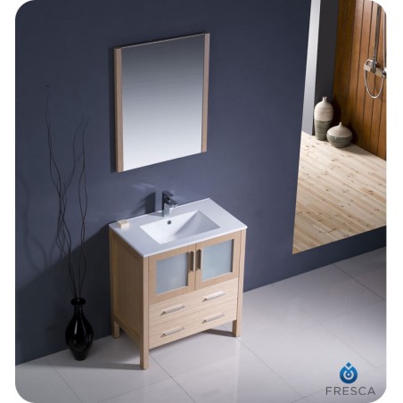 Fresca Torino 30" Light Oak Modern Bathroom Vanity w/ Integrated Sink