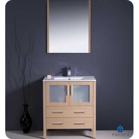 Fresca Torino 30" Light Oak Modern Bathroom Vanity w/ Integrated Sink