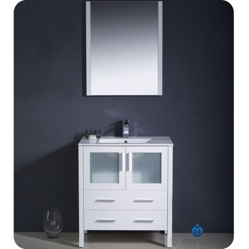 Fresca Torino 30" White Modern Bathroom Vanity w/ Integrated Sink