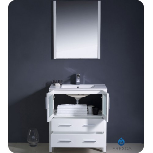 Fresca Torino 30" White Modern Bathroom Vanity w/ Integrated Sink