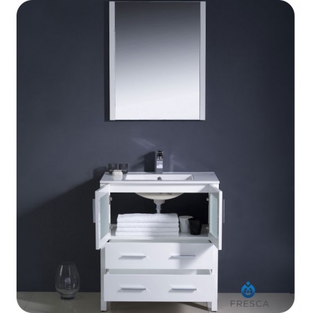 Fresca Torino 30" White Modern Bathroom Vanity w/ Integrated Sink