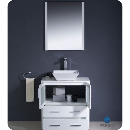 Fresca Torino 30" White Modern Bathroom Vanity w/ Vessel Sink