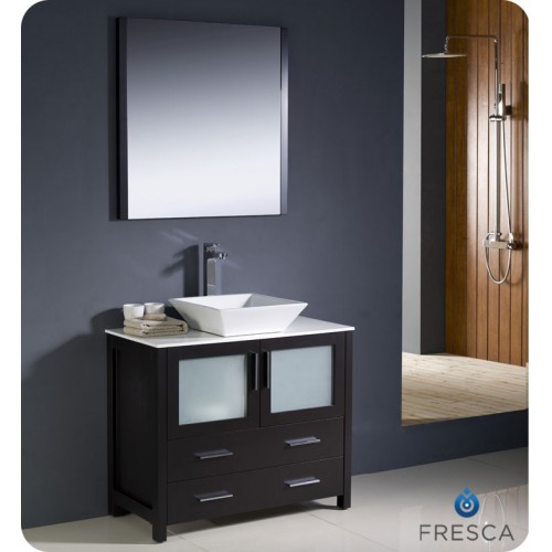 Fresca Torino 36" Espresso Modern Bathroom Vanity w/ Vessel Sink