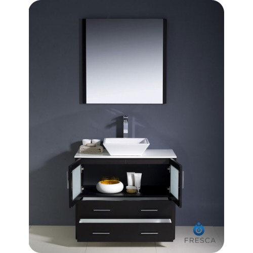 Fresca Torino 36" Espresso Modern Bathroom Vanity w/ Vessel Sink