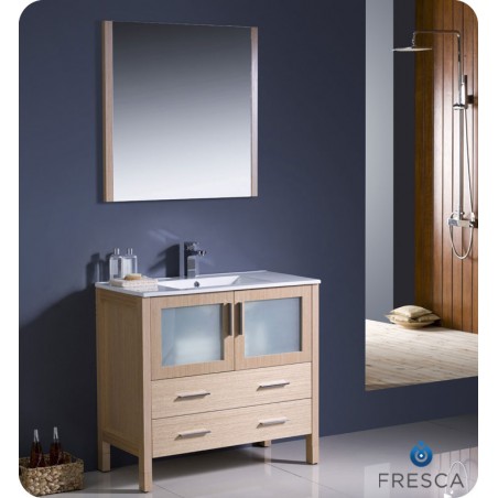 Fresca Torino 36" Light Oak Modern Bathroom Vanity w/ Integrated Sink