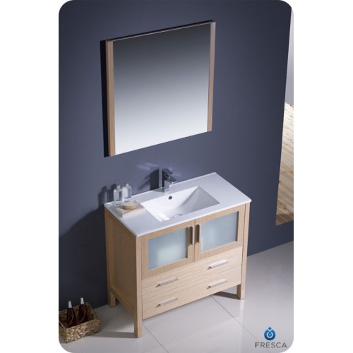 Fresca Torino 36" Light Oak Modern Bathroom Vanity w/ Integrated Sink