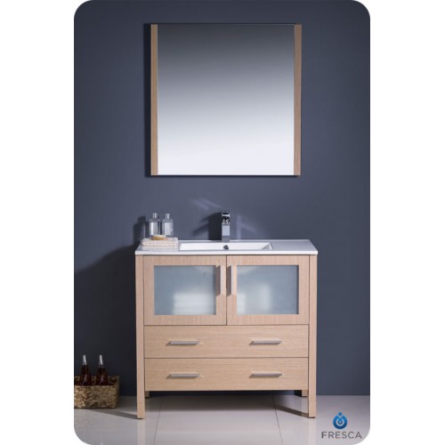 Fresca Torino 36" Light Oak Modern Bathroom Vanity w/ Integrated Sink