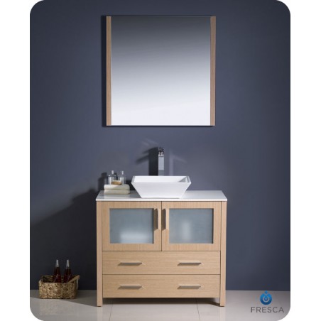 Fresca Torino 36" Light Oak Modern Bathroom Vanity w/ Vessel Sink