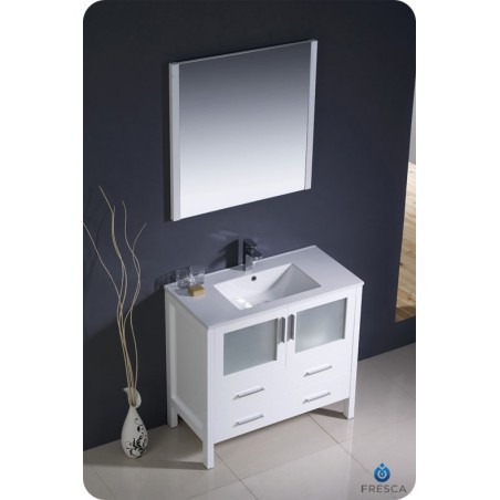 Fresca Torino 36" White Modern Bathroom Vanity w/ Integrated Sink