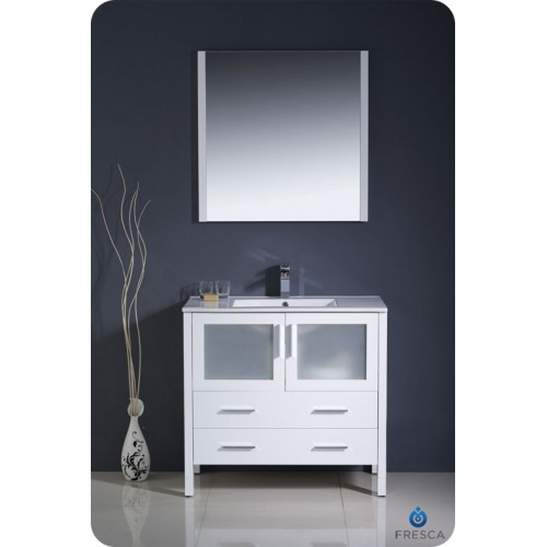 Fresca Torino 36" White Modern Bathroom Vanity w/ Integrated Sink