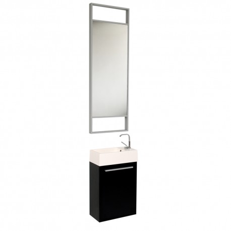 Fresca Pulito Small Black Modern Bathroom Vanity w/ Tall Mirror