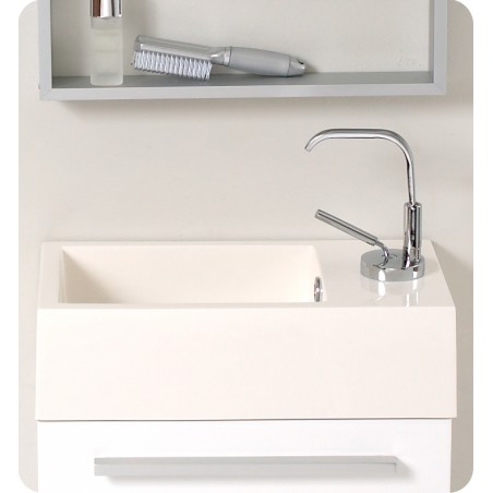 Fresca Pulito Small White Modern Bathroom Vanity w/ Tall Mirror