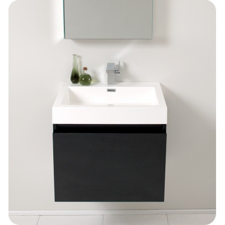 Fresca Nano Black Modern Bathroom Vanity w/ Medicine Cabinet