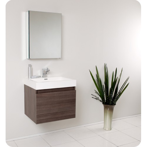 Fresca Nano Gray Oak Modern Bathroom Vanity w/ Medicine Cabinet