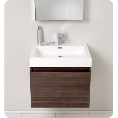 Fresca Nano Gray Oak Modern Bathroom Vanity w/ Medicine Cabinet