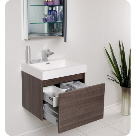 Fresca Nano Gray Oak Modern Bathroom Vanity w/ Medicine Cabinet