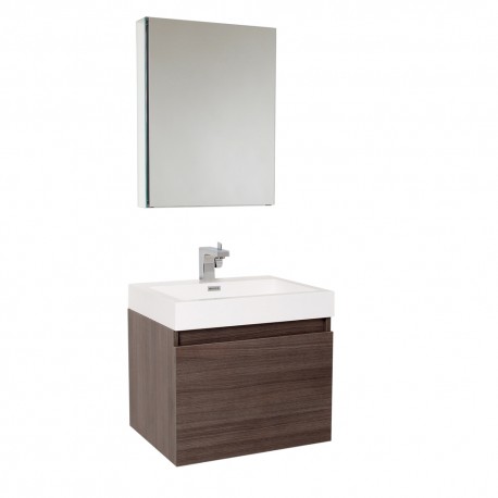 Fresca Nano Gray Oak Modern Bathroom Vanity w/ Medicine Cabinet