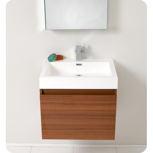 Fresca Nano Teak Modern Bathroom Vanity w/ Medicine Cabinet