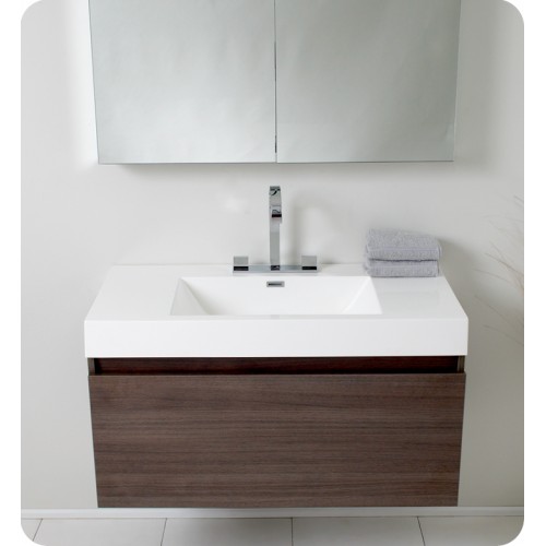 Fresca Mezzo Gray Oak Modern Bathroom Vanity w/ Medicine Cabinet