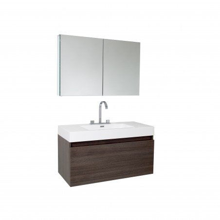 Fresca Mezzo Gray Oak Modern Bathroom Vanity w/ Medicine Cabinet