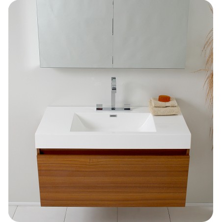 Fresca Mezzo Teak Modern Bathroom Vanity w/ Medicine Cabinet