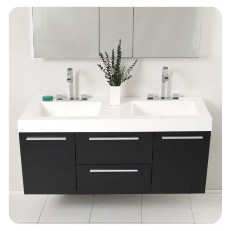 Fresca Opulento Black Modern Double Sink Bathroom Vanity w/ Medicine Cabinet