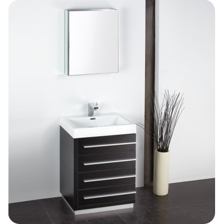 Fresca Livello 24" Black Modern Bathroom Vanity w/ Medicine Cabinet