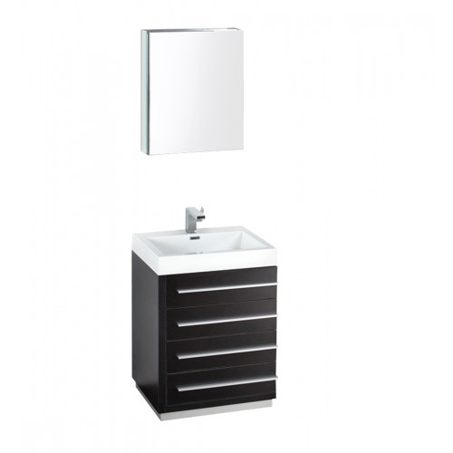 Fresca Livello 24" Black Modern Bathroom Vanity w/ Medicine Cabinet