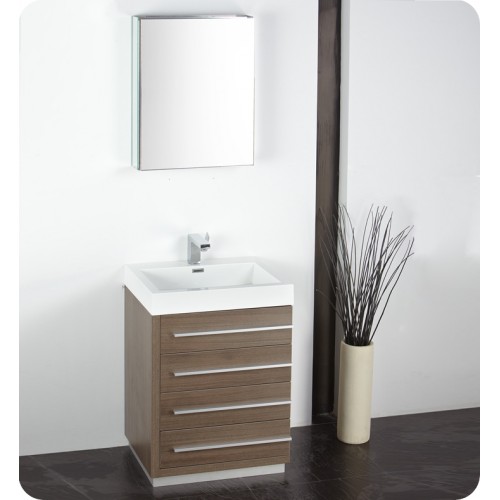 Fresca Livello 24" Gray Oak Modern Bathroom Vanity w/ Medicine Cabinet