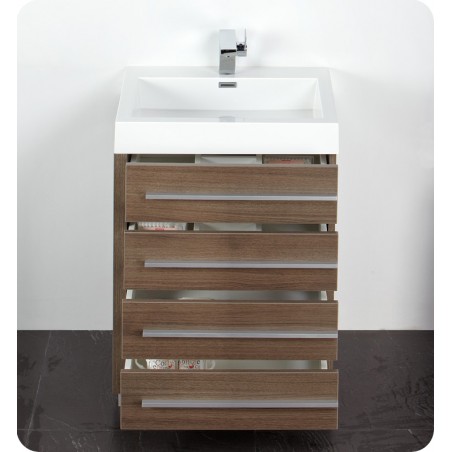 Fresca Livello 24" Gray Oak Modern Bathroom Vanity w/ Medicine Cabinet