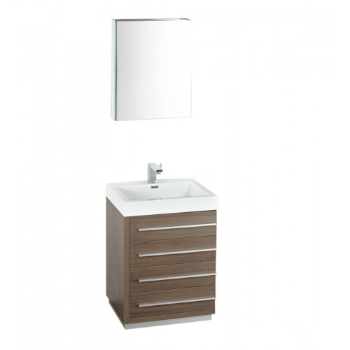 Fresca Livello 24" Gray Oak Modern Bathroom Vanity w/ Medicine Cabinet